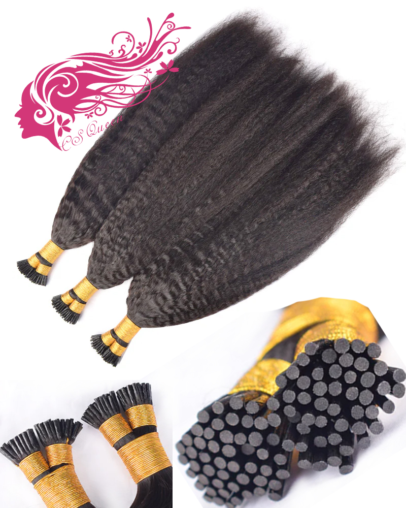 9A Kinky Straight I Tip Hair Extensions 100% Real Human Hair 100g